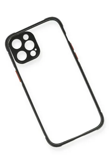 Newface iPhone 12 Kılıf Miami Şeffaf Silikon - Siyah resmi