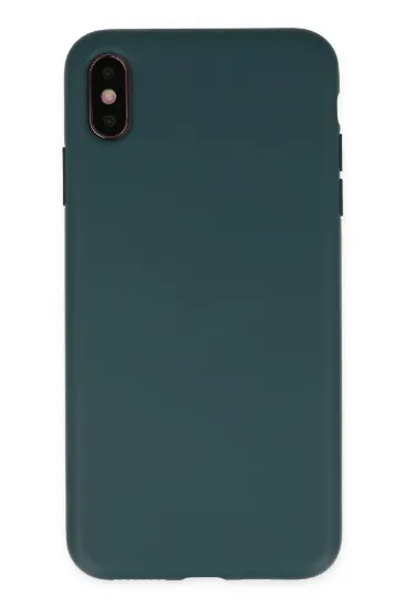 Newface iPhone XS Max Kılıf Nano içi Kadife Silikon - Koyu Yeşil resmi