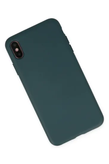 Newface iPhone XS Max Kılıf Nano içi Kadife Silikon - Koyu Yeşil resmi
