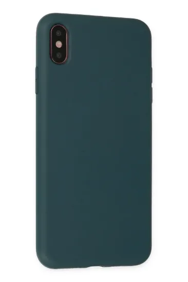 Newface iPhone XS Max Kılıf Nano içi Kadife Silikon - Koyu Yeşil resmi