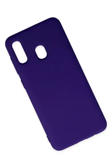 Newface Samsung Galaxy A20 Kılıf Nano içi Kadife Silikon - Mor resmi