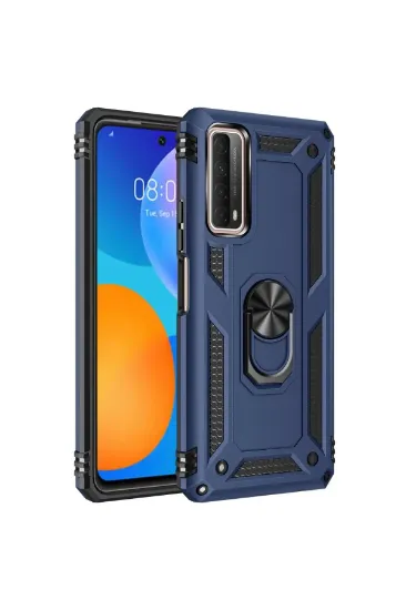 Newface Huawei P Smart 2021 Kılıf Sofya Yüzüklü Silikon Kapak - Lacivert resmi