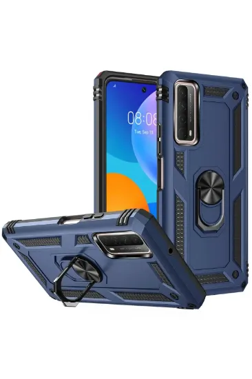 Newface Huawei P Smart 2021 Kılıf Sofya Yüzüklü Silikon Kapak - Lacivert resmi
