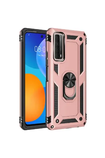 Newface Huawei P Smart 2021 Kılıf Sofya Yüzüklü Silikon Kapak - Rose resmi