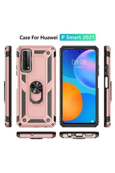 Newface Huawei P Smart 2021 Kılıf Sofya Yüzüklü Silikon Kapak - Rose resmi