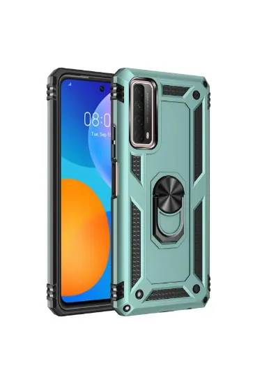 Newface Huawei P Smart 2021 Kılıf Sofya Yüzüklü Silikon Kapak - Yeşil resmi