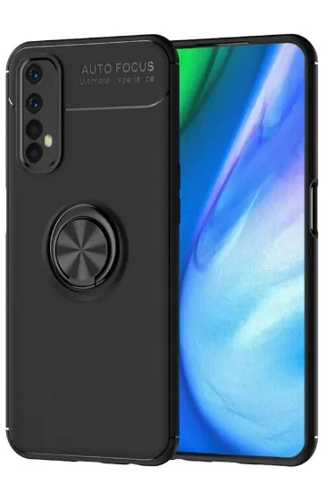 Newface Realme 7 Kılıf Range Yüzüklü Silikon - Siyah resmi