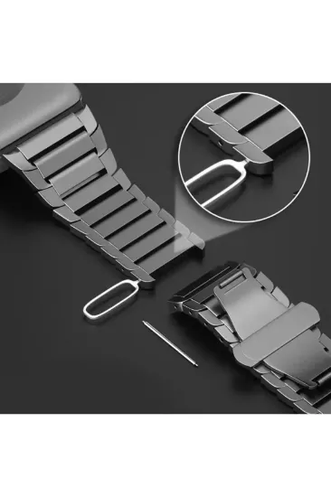 Newface Apple Watch 42mm KR413 Fine Steel Kordon - Siyah resmi
