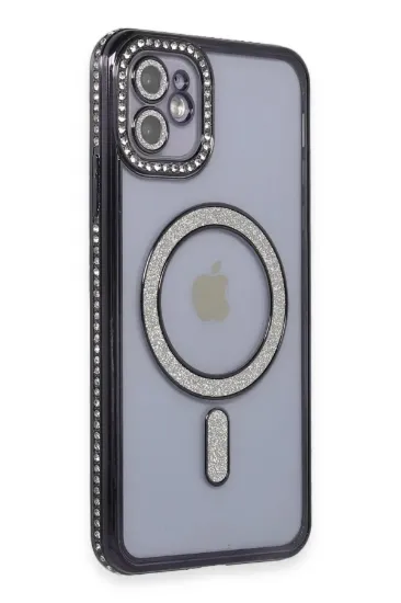 Newface iPhone 11 Kılıf Joke Simli Magneticsafe Kılıf - Siyah resmi