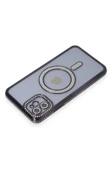 Newface iPhone 11 Kılıf Joke Simli Magneticsafe Kılıf - Siyah resmi
