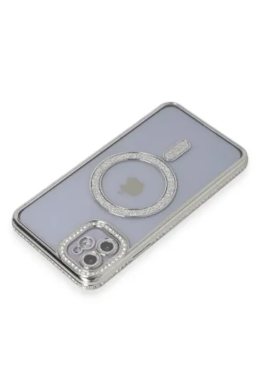 Newface iPhone 11 Kılıf Joke Simli Magneticsafe Kılıf - Gümüş resmi