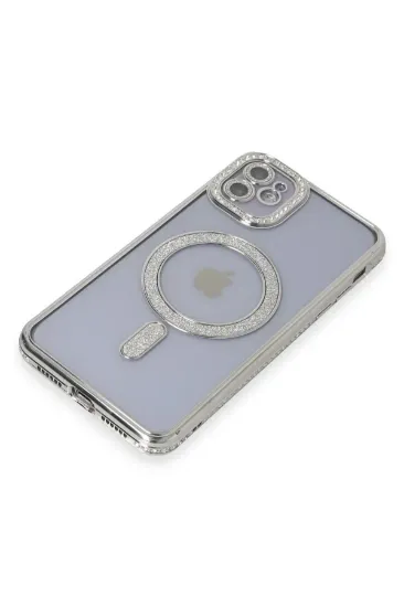 Newface iPhone 11 Kılıf Joke Simli Magneticsafe Kılıf - Gümüş resmi