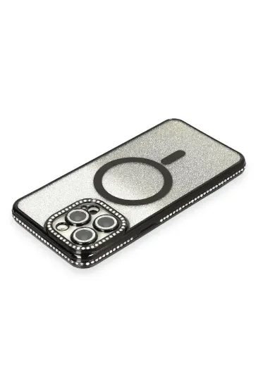 Newface iPhone 13 Pro Max Kılıf Joke Simli Magneticsafe Kılıf - Siyah resmi