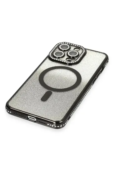 Newface iPhone 13 Pro Max Kılıf Joke Simli Magneticsafe Kılıf - Siyah resmi