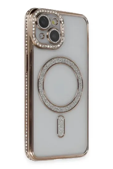 Newface iPhone 14 Kılıf Joke Simli Magneticsafe Kılıf - Gold resmi