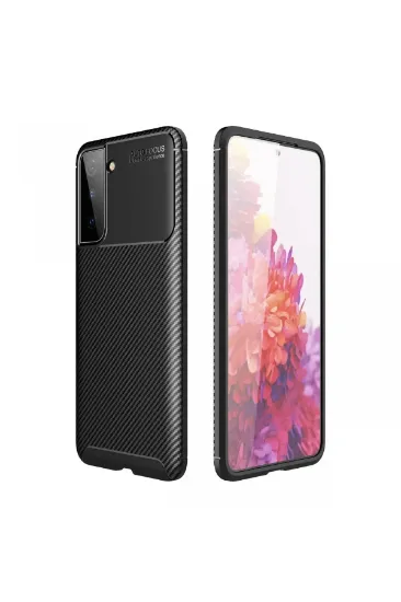Newface Samsung Galaxy S21 Plus Kılıf Auto Focus Karbon Kapak - Siyah resmi