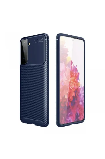 Newface Samsung Galaxy S21 Plus Kılıf Auto Focus Karbon Kapak - Lacivert resmi