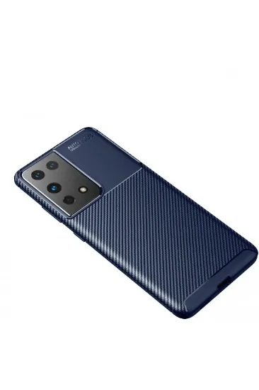 Newface Samsung Galaxy S21 Ultra Kılıf Auto Focus Karbon Kapak - Lacivert resmi