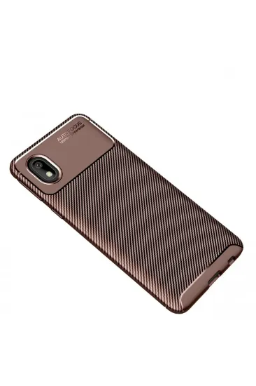 Newface Samsung Galaxy A01 Core Kılıf Auto Focus Karbon Kapak - Kahverengi resmi
