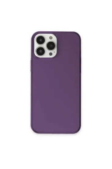 Newface iPhone 13 Pro Max Kılıf Pc Sert Şeffaf Kapak - Mor resmi