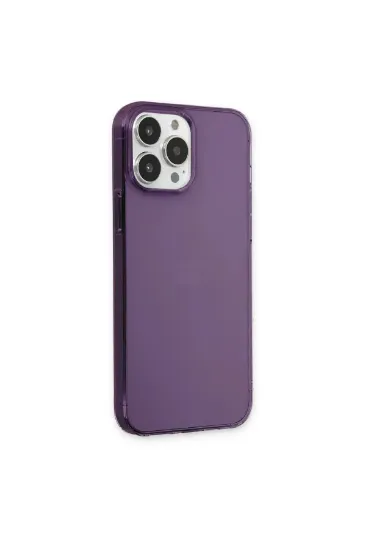 Newface iPhone 13 Pro Max Kılıf Pc Sert Şeffaf Kapak - Mor resmi