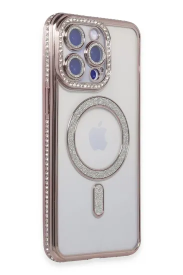 Newface iPhone 14 Pro Max Kılıf Joke Simli Magneticsafe Kılıf - Pembe resmi