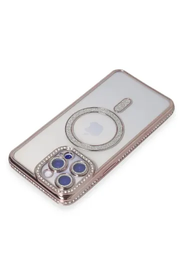 Newface iPhone 14 Pro Max Kılıf Joke Simli Magneticsafe Kılıf - Pembe resmi