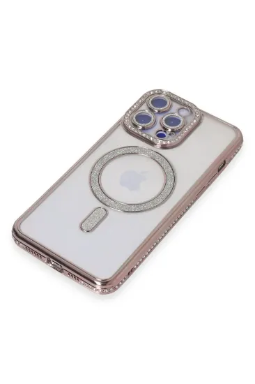 Newface iPhone 14 Pro Max Kılıf Joke Simli Magneticsafe Kılıf - Pembe resmi