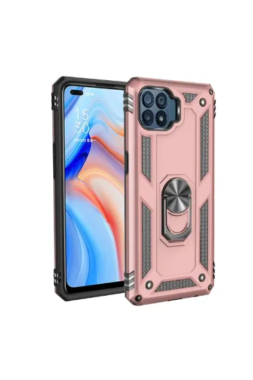 Newface Oppo Reno 4 Lite Kılıf Sofya Yüzüklü Silikon Kapak - Rose resmi