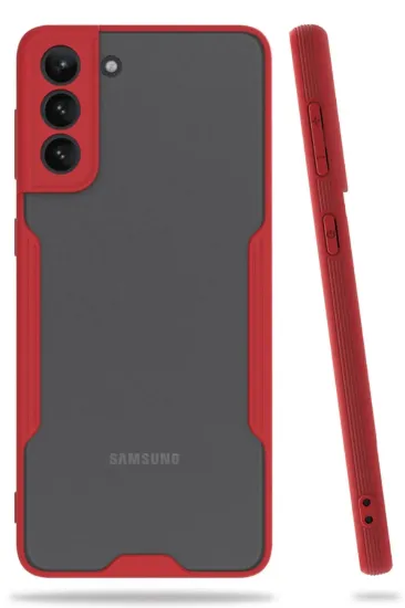Newface Samsung Galaxy S21 Plus Kılıf Platin Silikon - Kırmızı resmi