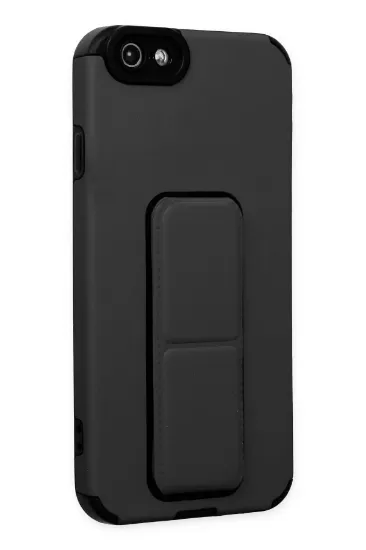 Newface iPhone 6 Kılıf Mega Standlı Silikon - Siyah resmi