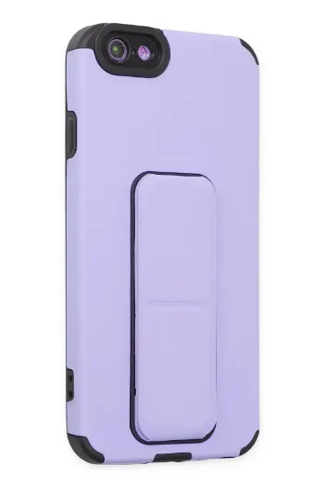 Newface iPhone 6 Kılıf Mega Standlı Silikon - Lila resmi