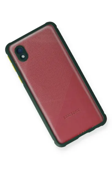 Newface Samsung Galaxy A01 Core Kılıf Miami Şeffaf Silikon - Koyu Yeşil resmi
