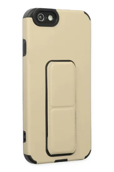Newface iPhone 6 Kılıf Mega Standlı Silikon - Gold resmi