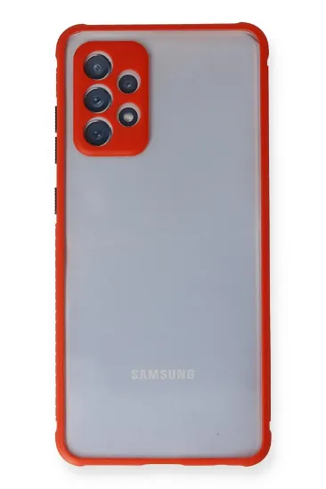 Newface Samsung Galaxy A72 Kılıf Miami Şeffaf Silikon - Kırmızı resmi
