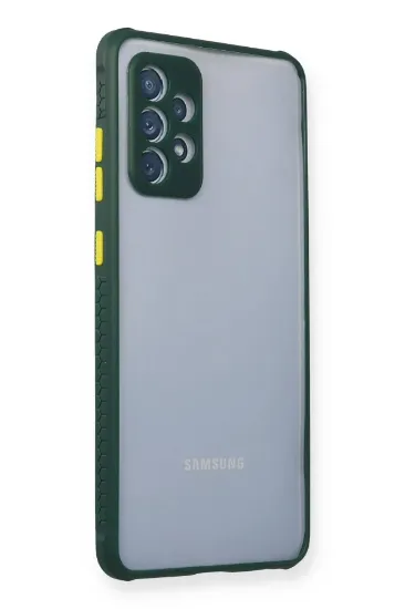 Newface Samsung Galaxy A72 Kılıf Miami Şeffaf Silikon - Koyu Yeşil resmi