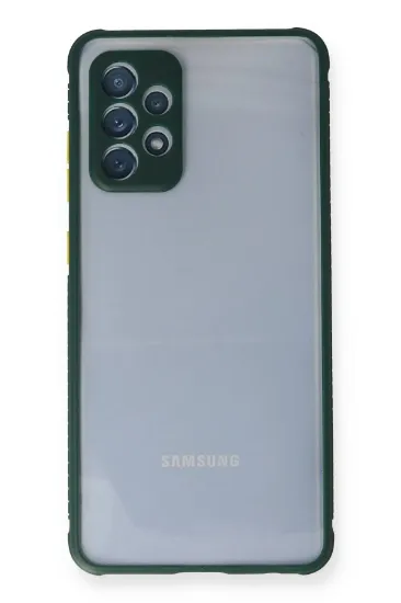 Newface Samsung Galaxy A72 Kılıf Miami Şeffaf Silikon - Koyu Yeşil resmi