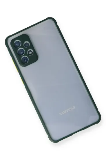 Newface Samsung Galaxy A72 Kılıf Miami Şeffaf Silikon - Koyu Yeşil resmi