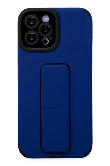 Newface iPhone 12 Pro Max Kılıf Mega Standlı Silikon - Mavi resmi