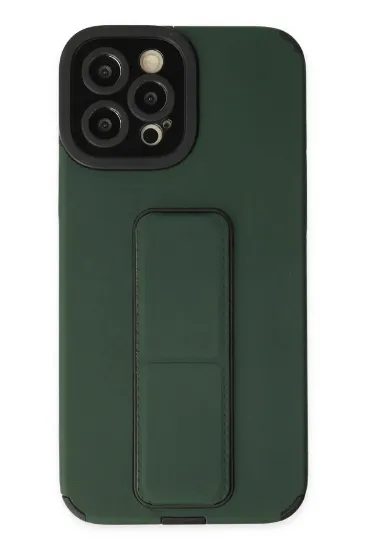 Newface iPhone 12 Pro Max Kılıf Mega Standlı Silikon - Yeşil resmi