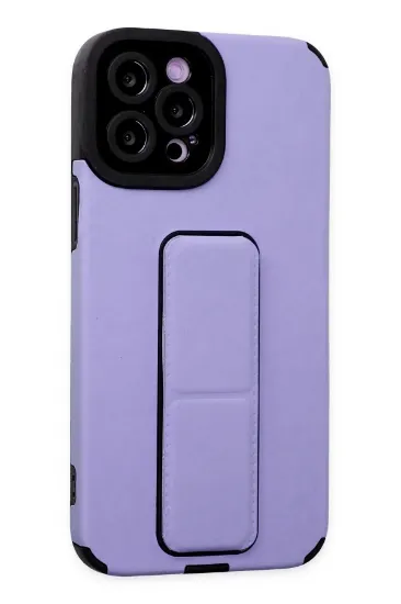 Newface iPhone 12 Pro Max Kılıf Mega Standlı Silikon - Lila resmi