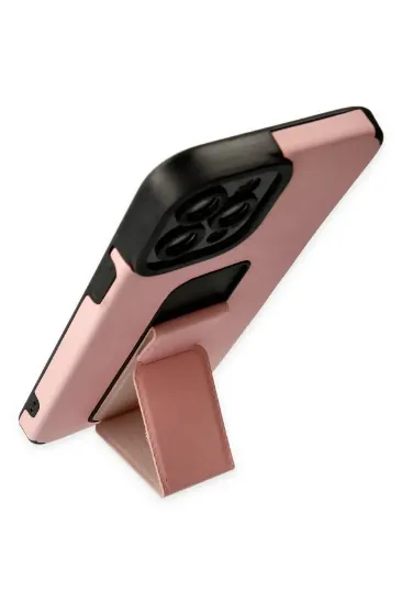 Newface iPhone 12 Pro Max Kılıf Mega Standlı Silikon - Pudra resmi
