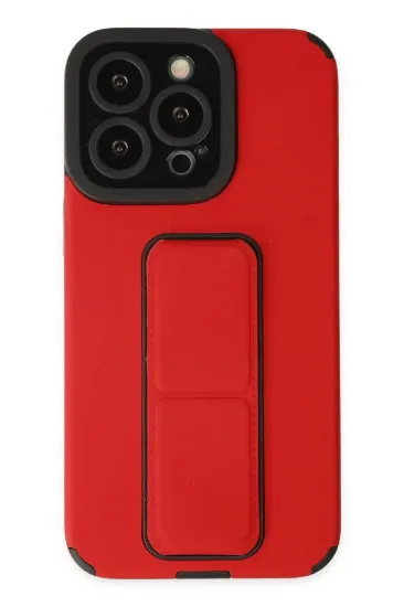 Newface iPhone 13 Pro Kılıf Mega Standlı Silikon - Kırmızı resmi