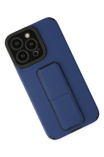 Newface iPhone 13 Pro Max Kılıf Mega Standlı Silikon - Mavi resmi