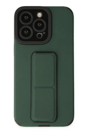 Newface iPhone 13 Pro Max Kılıf Mega Standlı Silikon - Yeşil resmi