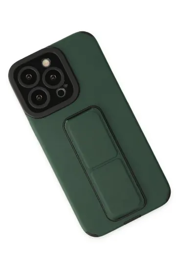 Newface iPhone 13 Pro Max Kılıf Mega Standlı Silikon - Yeşil resmi