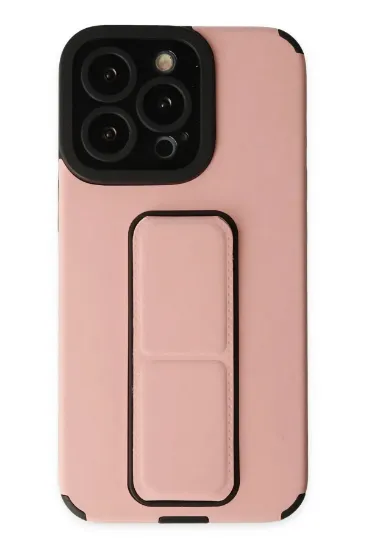 Newface iPhone 13 Pro Max Kılıf Mega Standlı Silikon - Pudra resmi