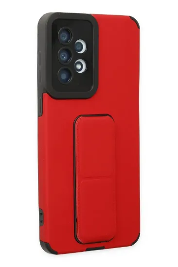 Newface Samsung Galaxy A33 5G Kılıf Mega Standlı Silikon - Kırmızı resmi