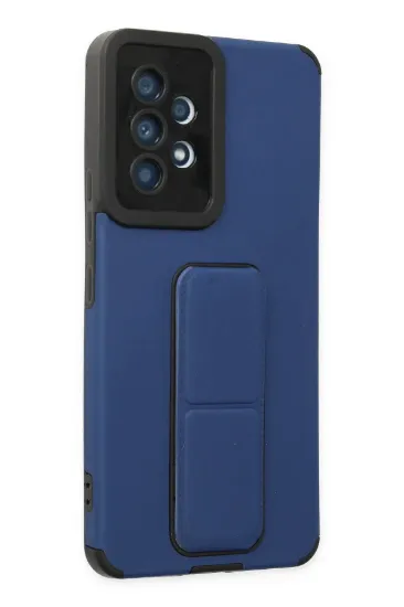 Newface Samsung Galaxy A53 5G Kılıf Mega Standlı Silikon - Mavi resmi