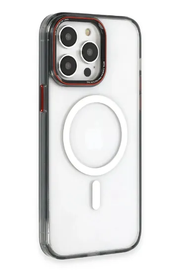 Newface iPhone 14 Pro Max Kılıf Dinamik Magneticsafe Silikon - Siyah resmi